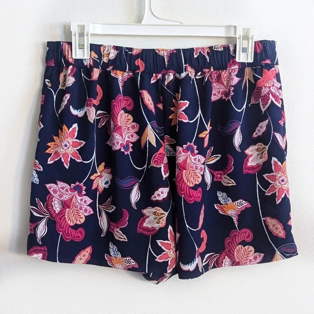 LOFT Outlet Floral Mid-Rise Shorts Blue & Pink Flowy Summer Shorts - Picture 4 of 6